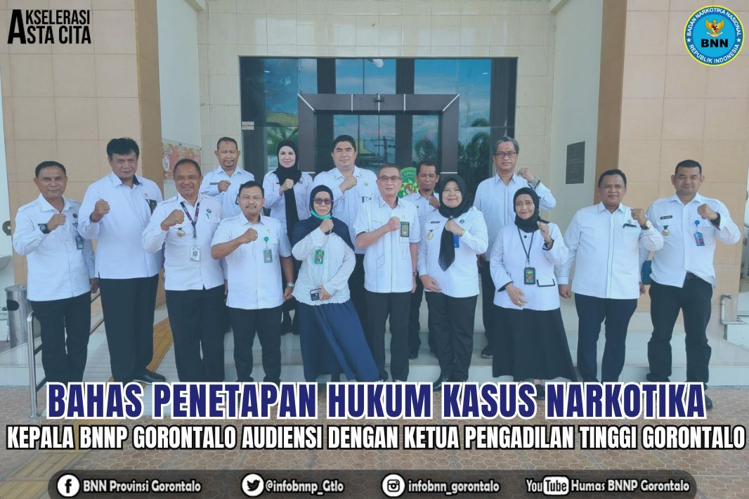 Bahas Penetapan Hukum Kasus Narkotika, Kepala BNNP Gorontalo Audiensi dengan Pengadilan Tinggi Gorontalo Bahas Penetapan Hukum Kasus Narkotika, Kepala BNNP Gorontalo Audiensi dengan Pengadilan Tinggi Gorontalo